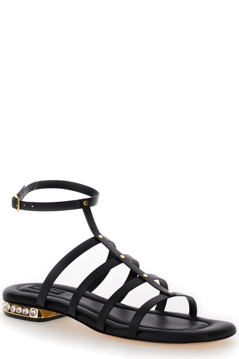 Fashion for Women Casadei 'galaxy' Black Gladiator Sandals In Leather Woman