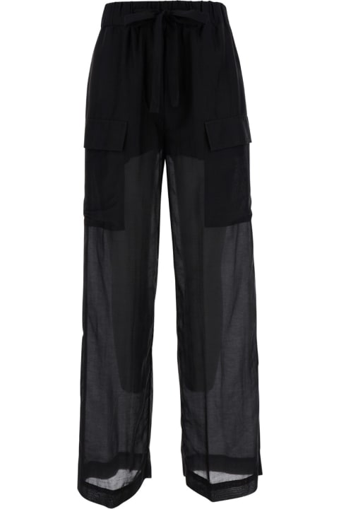 SEMICOUTURE Pants & Shorts for Women SEMICOUTURE Black Trousers With Pockets In Cotton And Silk Woman