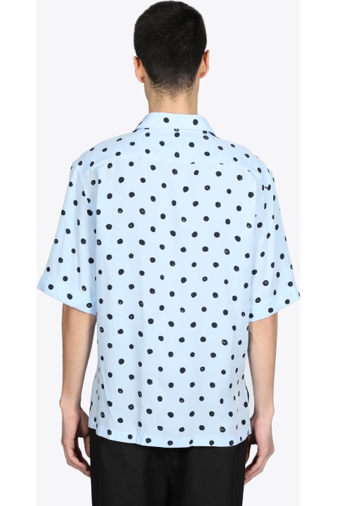 Pois Blu Light blue polka dots lyocell shirt with short sleeves