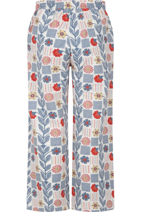 Bottoms for Girls Coco Au Lait White Trousers For Girl With Flowers Print
