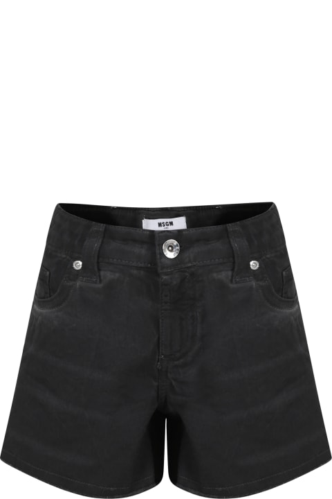 Fashion for Girls MSGM Black Short For Girl With Logo