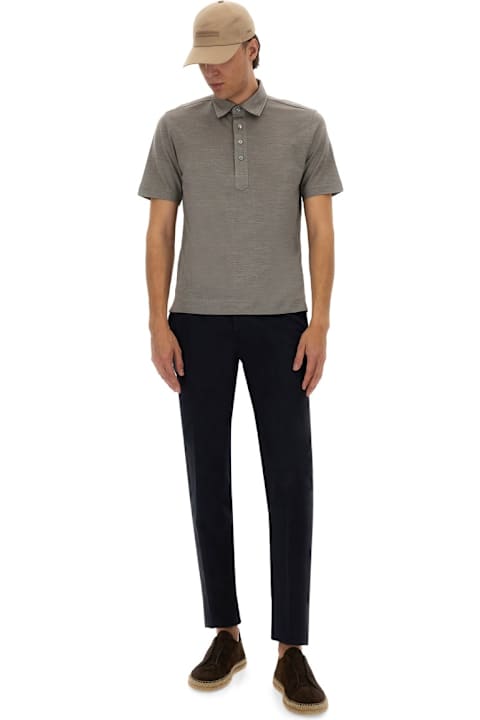 Shirts for Men Zegna Lightweight Short Sleeved Polo Shirt