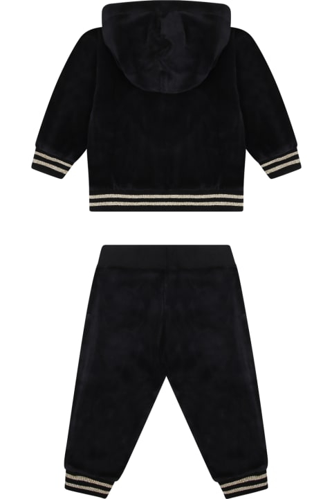 Bottoms for Baby Girls Moschino Black Brushed Cotton Set For Baby Girl