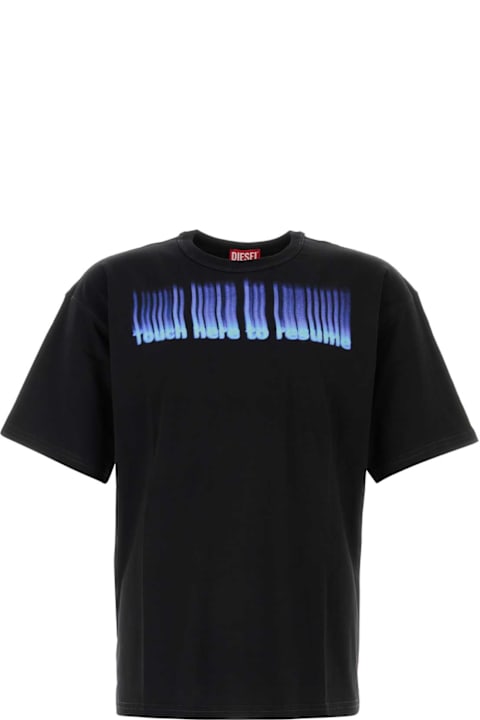 Diesel ملابس علوية لـ القسم الرجالي Diesel Black Cotton T-boxt-r14 T-shirt