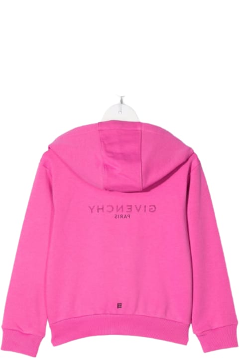 Givenchy Girl Pink Blend Cotton Hoodie With Logo Print