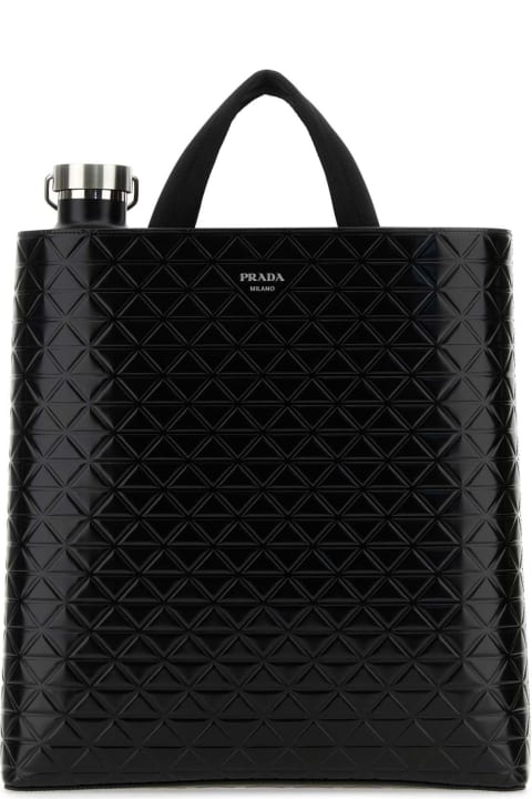Prada Totes for Men Prada Black Leather Shopping Bag