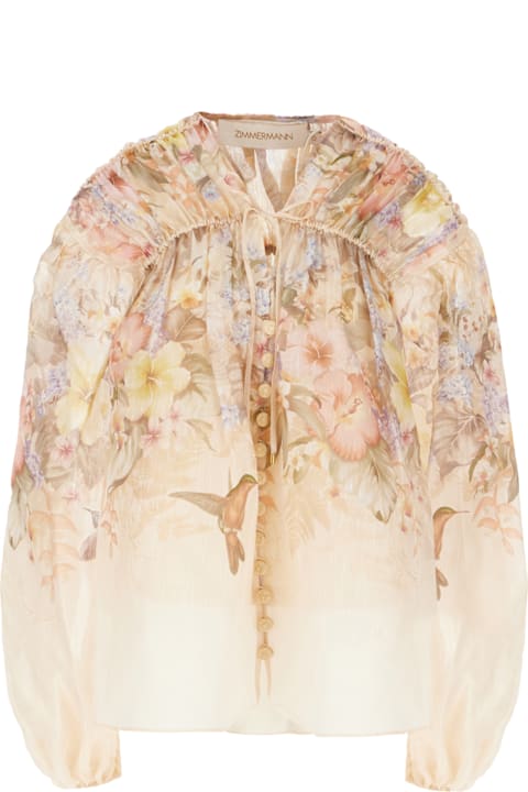 Zimmermann for Women Zimmermann Printed Linen Blend Illuminate Blouse
