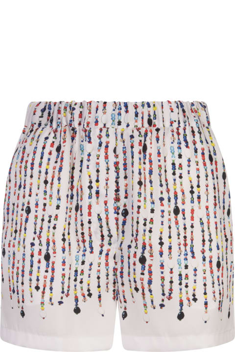 ウィメンズ MSGMのパンツ＆ショーツ MSGM White Shorts With Multicolour Bead Print