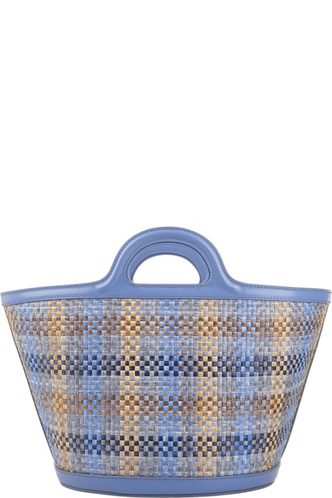 Marni Bags for Women Marni Blue Leather And Raffia Effect Fabric Tropicalia Handbag
