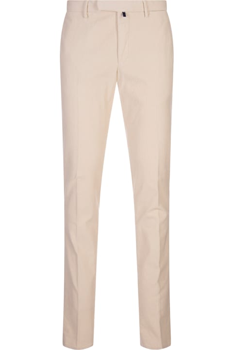 Incotex سراويل لـ القسم الرجالي Incotex Cream White Corduroy Slim Fit Trousers