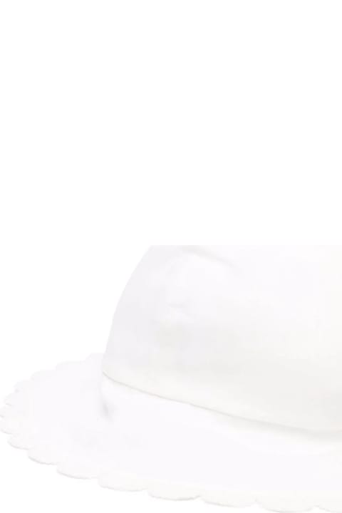 Baby White Hat With Scalloped Hem