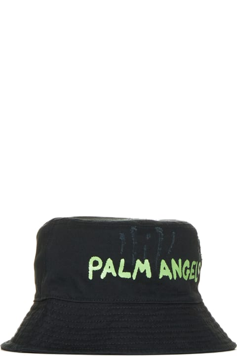 メンズ Palm Angelsの帽子 Palm Angels Logo Printed Distressed Bucket Hat