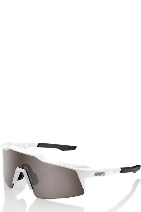 100% نظارات لـ القسم الرجالي 100% Speedcraft Sl - Matte White / Hiper Silver Lens Sunglasses