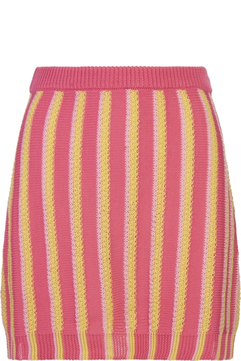 Marni for Women Marni Pink, Yellow And White Striped Knitted Mini Skirt