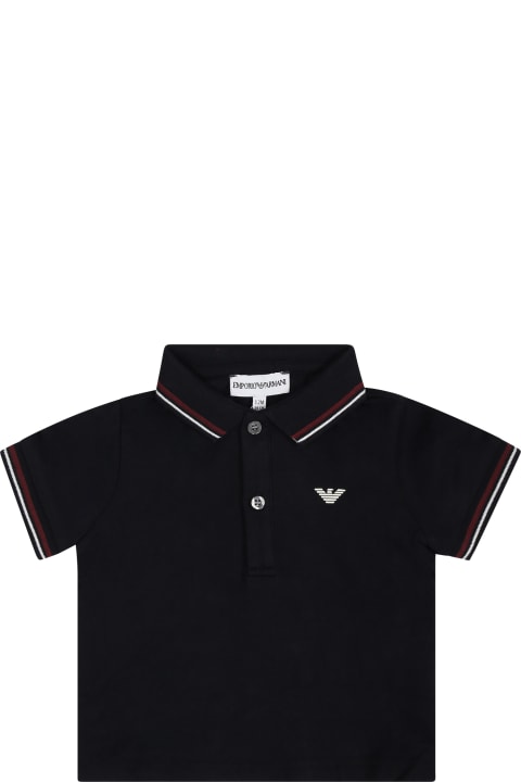 T-Shirts & Polo Shirts for Baby Girls Emporio Armani Blue Polo Shirt For Baby Boy With Logo