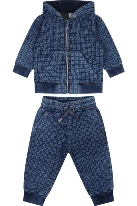 Fashion for Baby Boys Givenchy Blue Suit For Baby Boy With 4g Motif