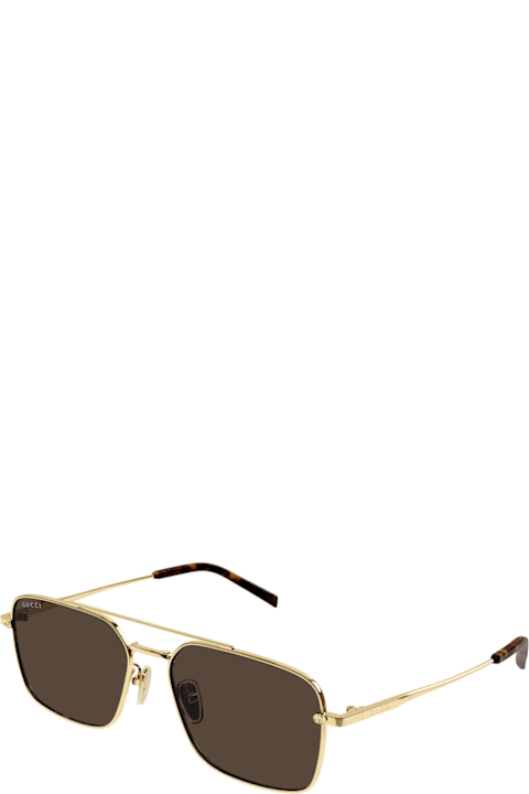 Gucci Eyewear لـ Kids Gucci Eyewear Gucci Gg1957sa Linea Institutional Logo 002 Gold Brown Sunglasses