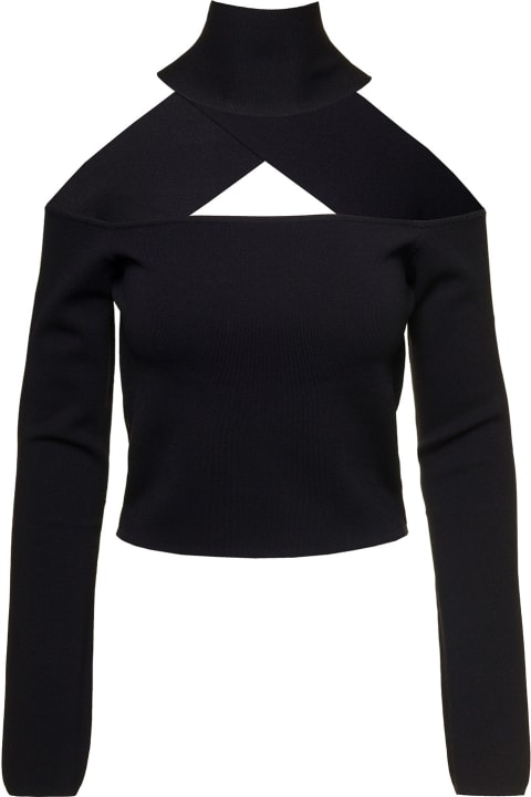 GAUGE81 Topwear for Women GAUGE81 'molins' Black Top With Choker Detail And Extra Long Sleeves In Rayon Blend Woman Gauge81