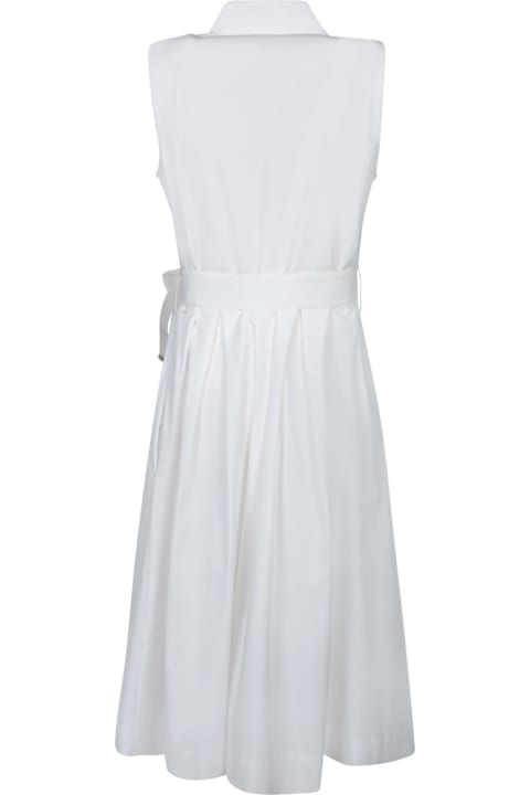 Herno Dresses for Women Herno White Sleeveless Dress With Classic Collar And Adjustable Belt In Tech Fabric Stretch Woman