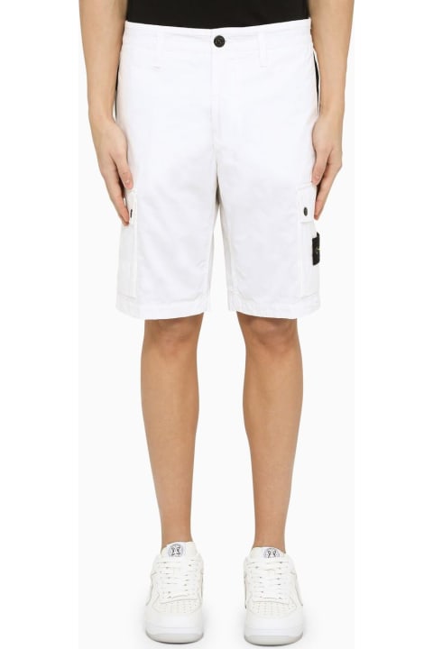 Homeware Stone Island White Bermuda Short With Logo Patch
