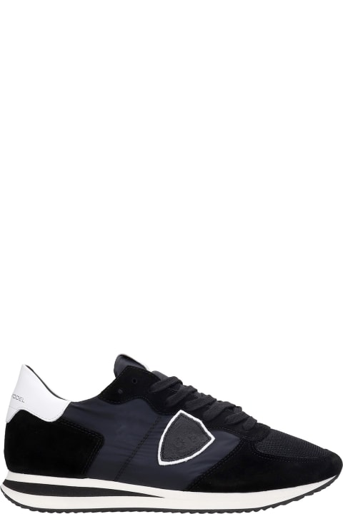 Philippe Model for Men Philippe Model Trpx Sneakers In Black Suede And Fabric