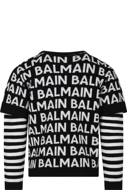 インテリア Balmain Black Sweater For Kids With Logo