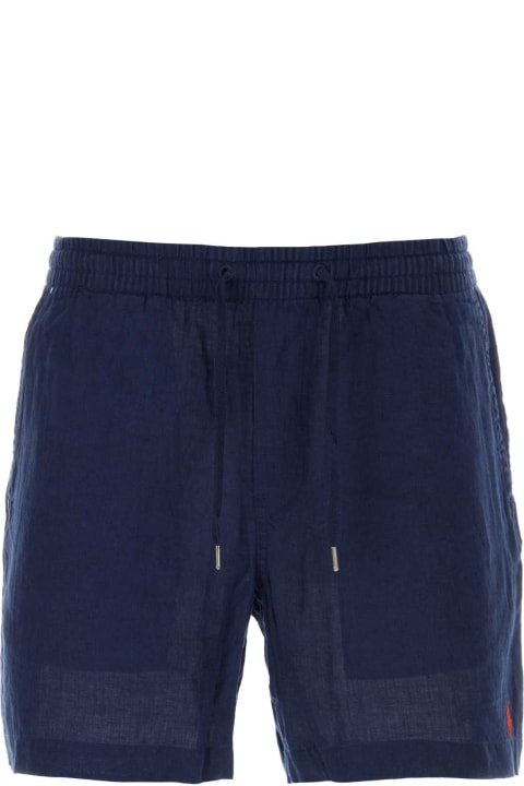 Fashion for Men Polo Ralph Lauren Navy Blue Linen Bermuda Shorts