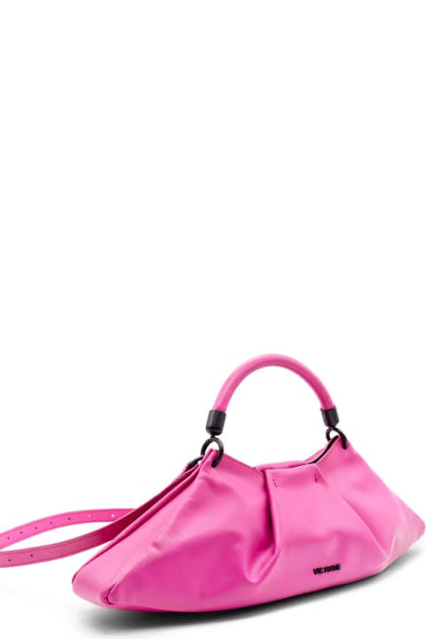 Vic Matié for Women Vic Matié Fuchsia Leather Clutch Bag With Shoulder Strap