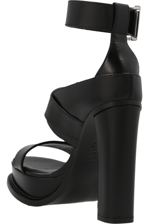 Alexander McQueen Sandals for Women Alexander McQueen Platform Sandal With Buckles In Black And Silver