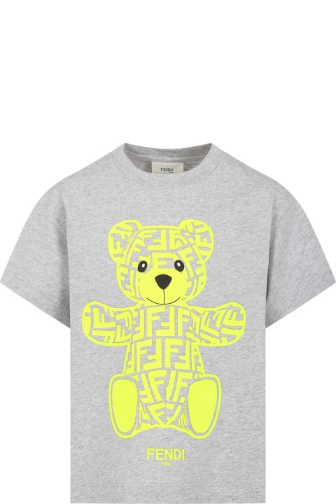 Fendi Kidsのセール Fendi Grey T-shirt For Kids With Double F