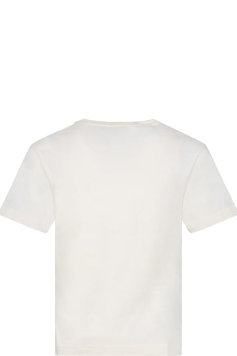 Ivory T-shirrt For Kids With Print And Logo