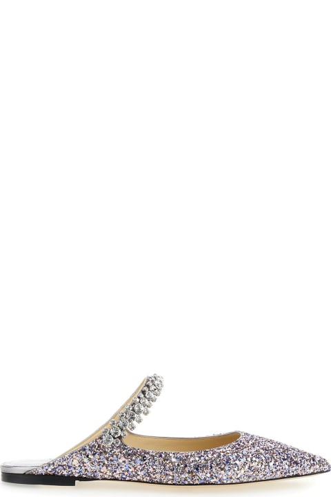 Jimmy Choo Flat Shoes for Women Jimmy Choo 'bling Flat' Multicolor Mules With Crystal Strap In Glitter Fabric Woman