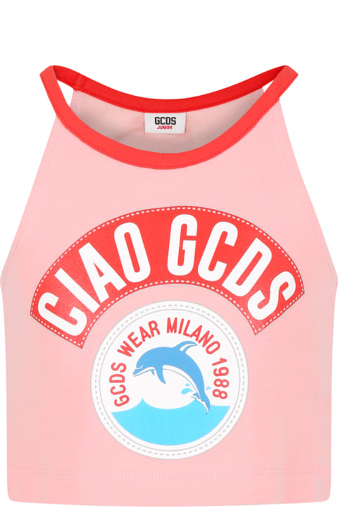 GCDS Mini for Kids GCDS Mini Pink T-shirt For Girl With Print And Logo