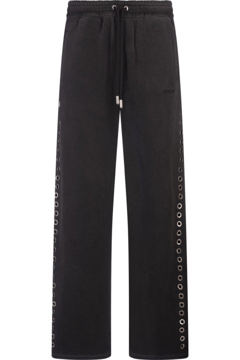 Off-White Sale for Men Off-White Black Sports Trousers With Decorative Eyelets