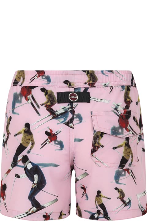 Colmar Swimwear for Boys Colmar Pink Swim Boxer For Boy With Print And Logo
