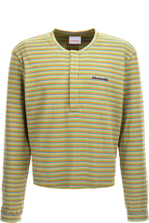 メンズ Bluemarbleのニットウェア Bluemarble 'peach Skin Stripe Henley' Sweater