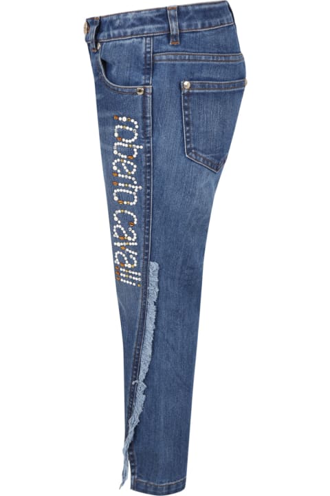 Light Blue Jeans For Girl With Logo