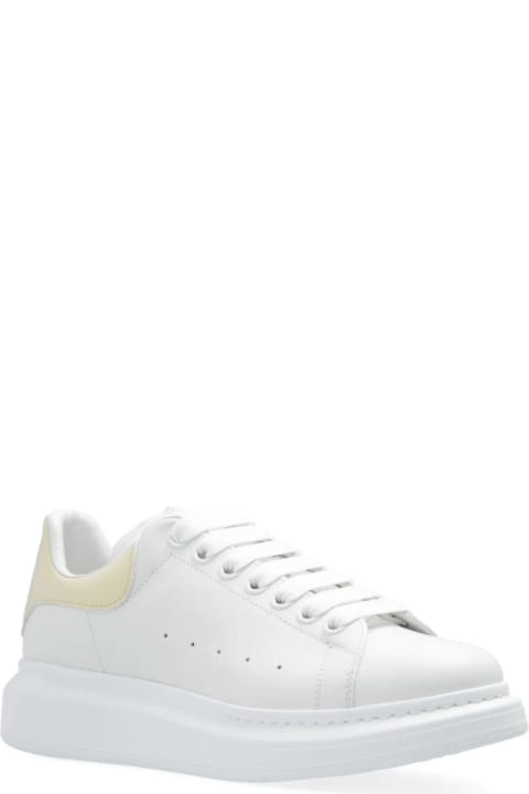 Wedges for Women Alexander McQueen White Oversized Sneakers With Yellow Shiny Spoiler