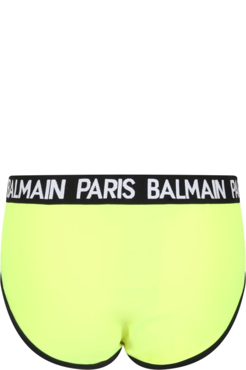 Neon Yellow Swimsuit For Boy With Logos