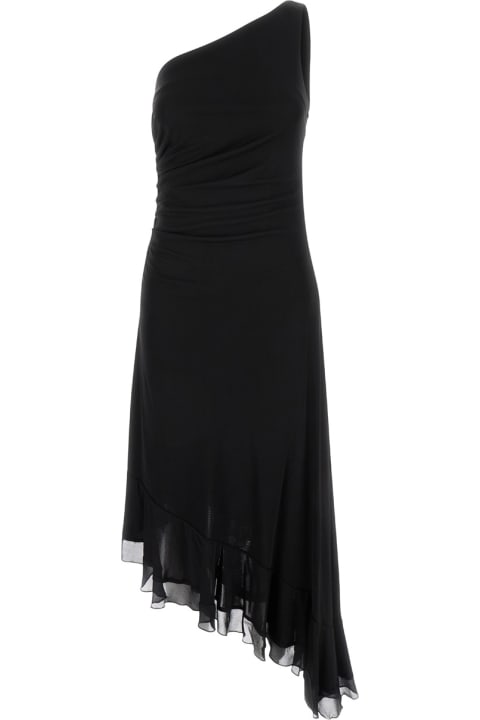 Clothing for Women TwinSet Black One-shoulder Asymmertric Dress In Viscose Woman TwinSet