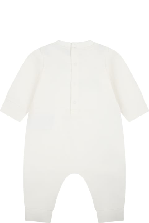 ベビーボーイズ ボディスーツ＆セットアップ Moncler White Baby Jumpsuit With Logo