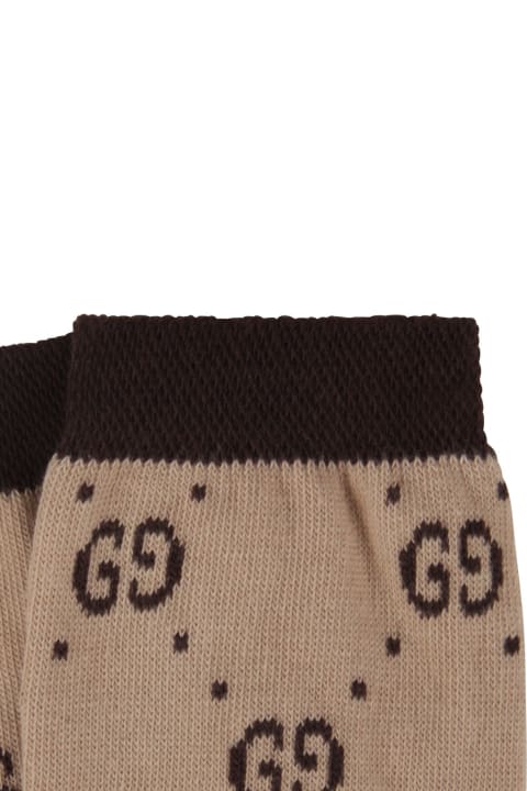 Homeware Gucci Beige Socks For Kid With Black Doube Gg