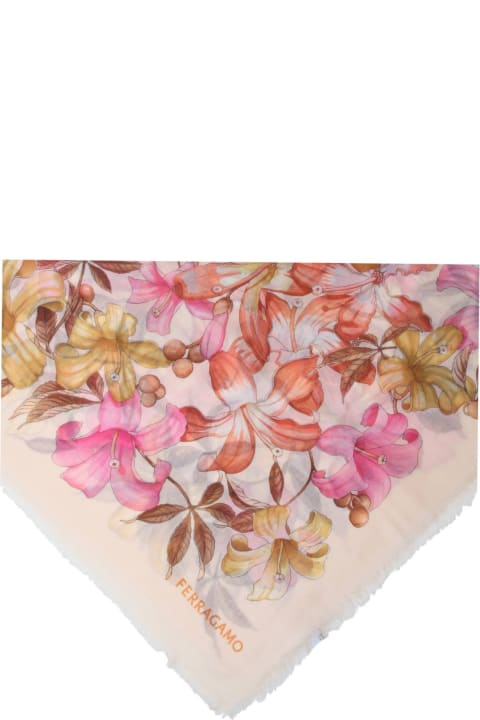 Scarves & Wraps for Women Ferragamo Cashmere Shawl With Flower Pattern