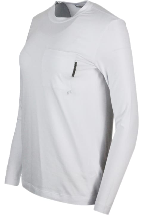 Brunello Cucinelli Clothing for Women Brunello Cucinelli Long-sleeved Round-neck Stretch Cotton Jersey T-shirt