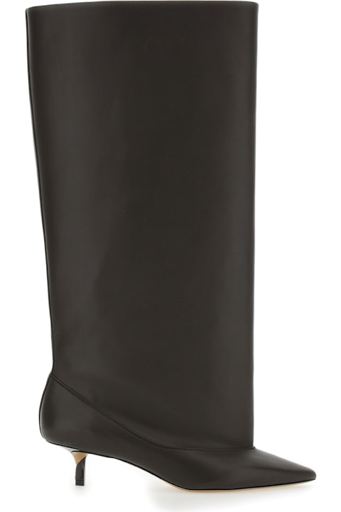 Homeware Jacquemus 'les Bottes Tourni' Brown Boots With Pointed Toe And Low Stiletto Heel In Leather Woman