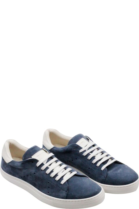 Barba Napoli Sneakers for Men Barba Napoli Sneakers In Soft And Fine Perforated Suede With Lace Closure And Leather Rear Part