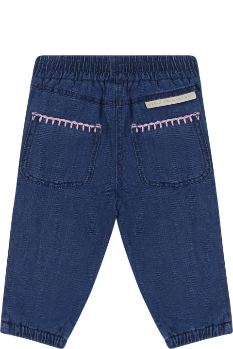 Stella McCartney Kids Stella McCartney Kids Blue Jeans For Baby Girl With Flowers