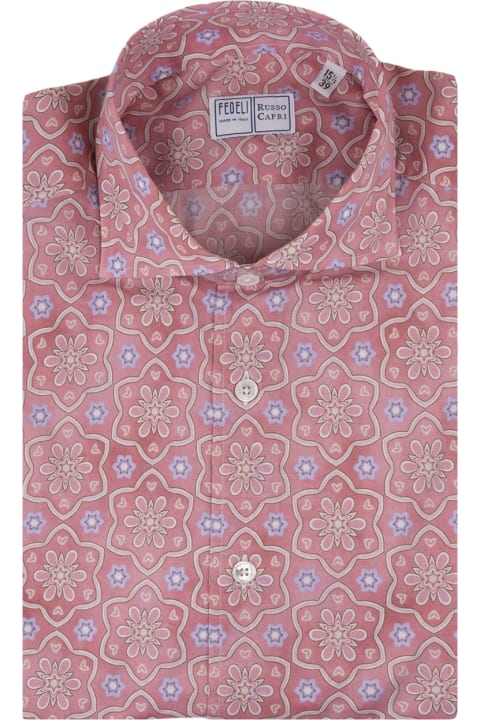 Clothing Sale for Men Fedeli Sean Shirt In Pink Flower Printed Panamino