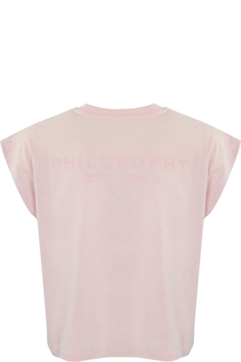 Philosophy di Lorenzo Serafini Topwear for Women Philosophy di Lorenzo Serafini Cotton T-shirt With Rhinestones