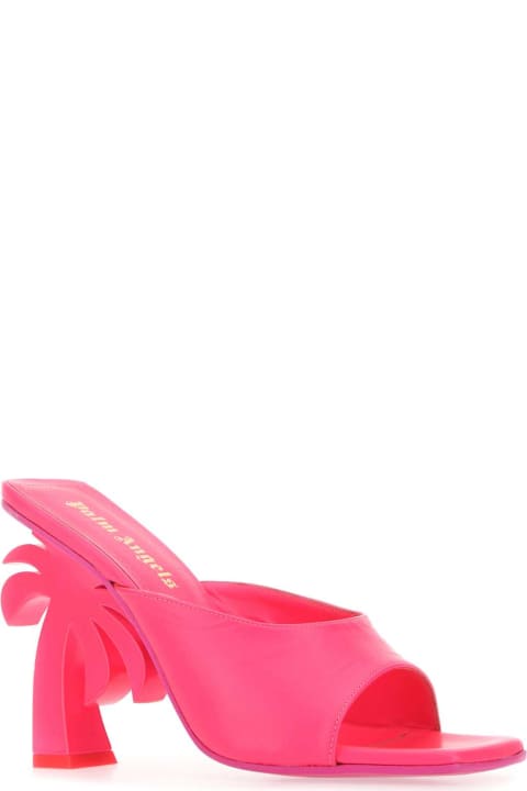 Palm Angels Sandals for Women Palm Angels Fluo Pink Leather Mules